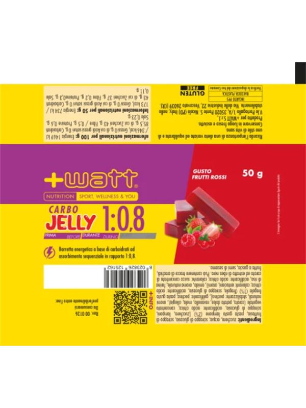ENERGIJSKI PLOŠČICA +WATT CARBO JELLY 1:0,8 red fruits