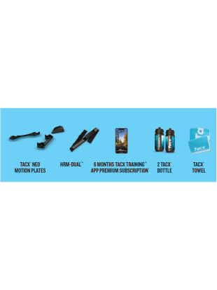 PROMO PAKET: TRENAŽER TACX NEO 2T SMART + premični plošči Tacx Neo + Garmin HRM Dual + 2 bidona + brisača + Tacx Premium naročnina