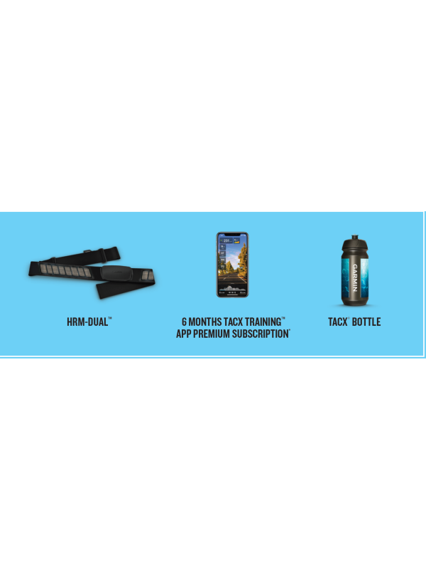 PROMO PAKET: TRENAŽER TACX FLUX 2 SMART + Garmin HRM Dual + bidon + Tacx Premium naročnina